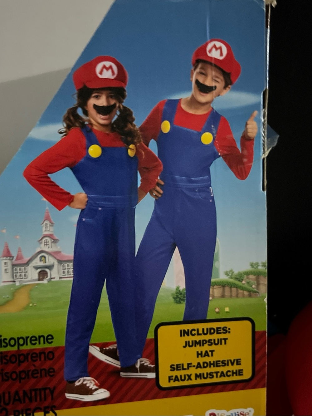 Mario-Inspired Kids Blue & Red Jumpsuit Costume with Hat and Mustache